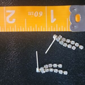 Silver Stud Earrings with Curved Design